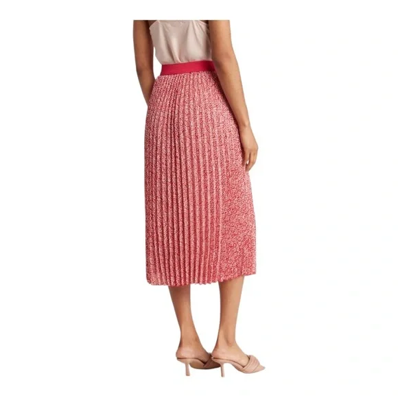 Vince Camuto Pink/White Pleated Midi Skirt | Sizes M, L - Picture 2 of 9